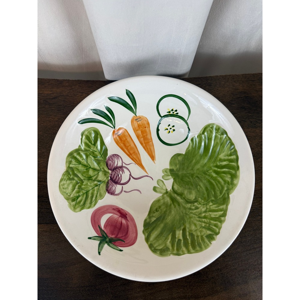 VTG‎ Ironstone Hand Painted Vegetables Large 10" Serving Bowl Radish Cucumber